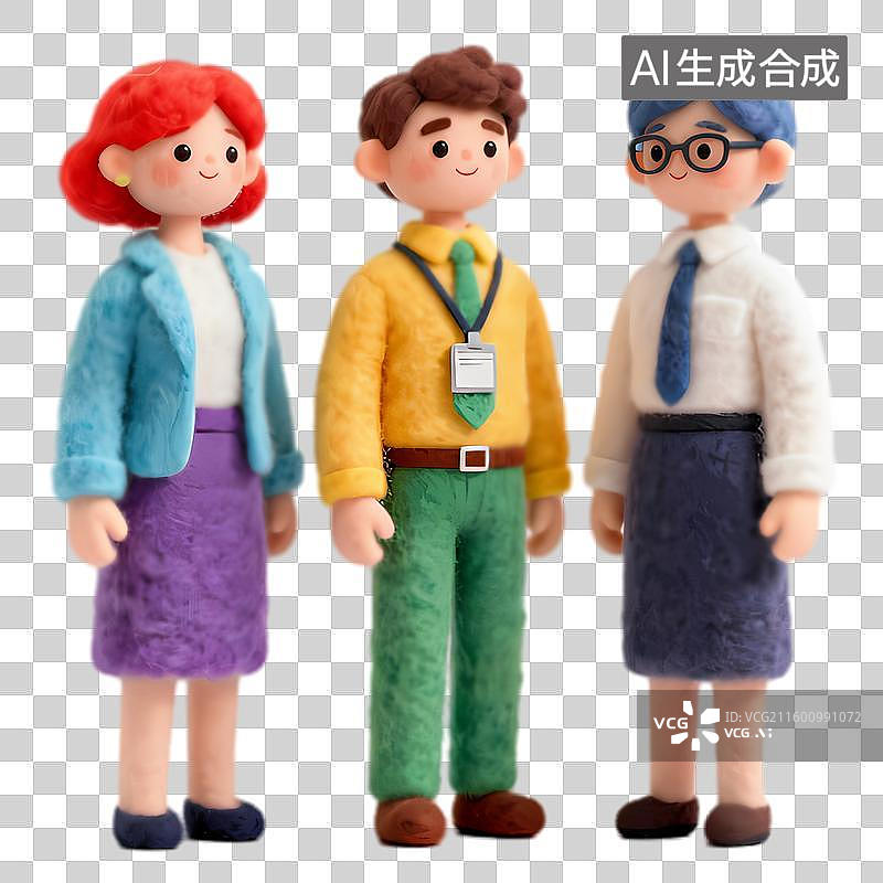【AI数字艺术】三个穿着职业装的卡通人物图片素材
