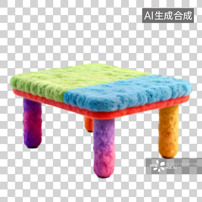 【AI数字艺术】色彩缤纷的毛绒小凳子图片素材