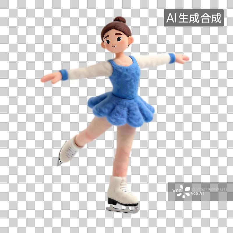 【AI数字艺术】身着蓝色服装的女性花样滑冰者图片素材