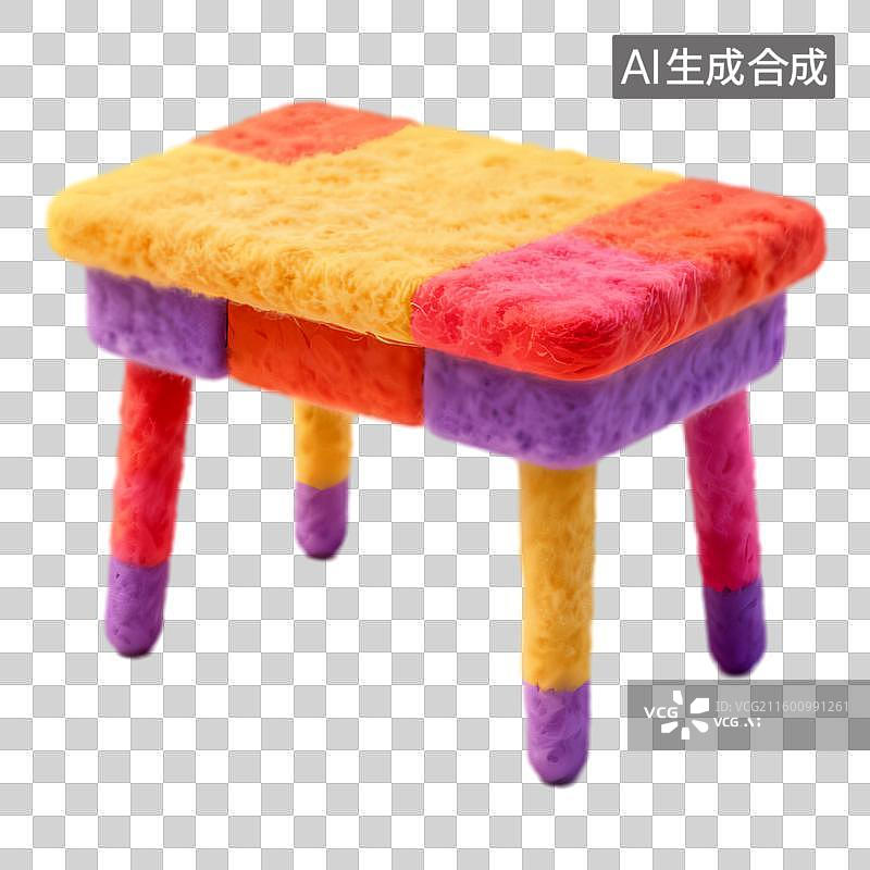 【AI数字艺术】色彩鲜艳的毛绒小凳子图片素材