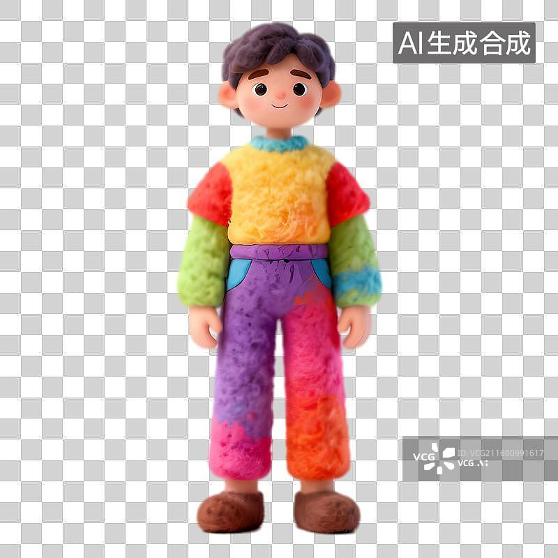 【AI数字艺术】色彩斑斓毛绒着装卡通人物图片素材