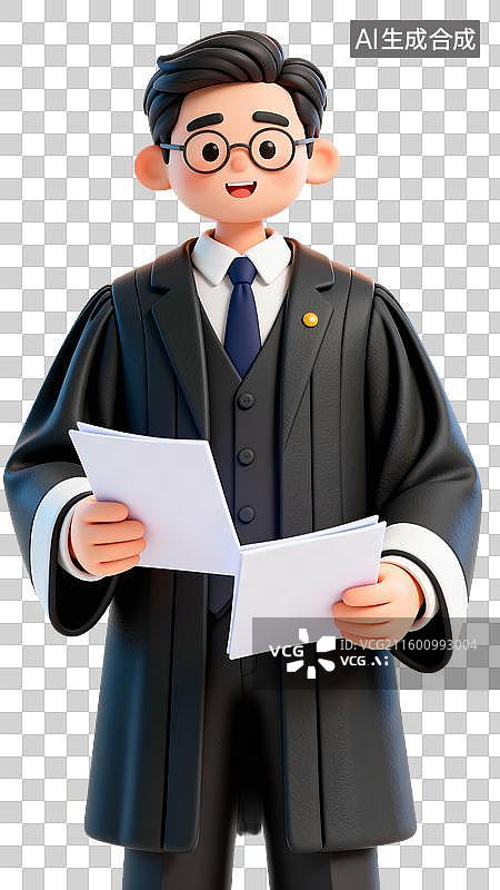 【AI数字艺术】3D卡通粘土风职业人物男律师图片素材
