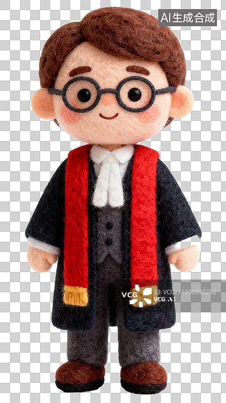 【AI数字艺术】3D卡通毛毡职业人物律师图片素材