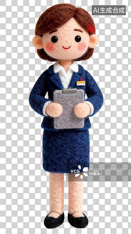 【AI数字艺术】3D卡通毛毡职业人物秘书图片素材