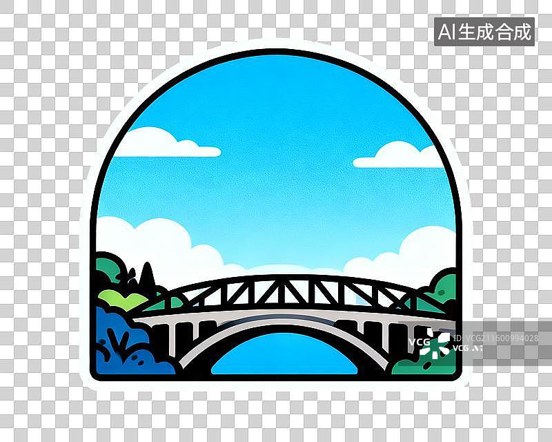 【AI数字艺术】通桥梁景观插画自然景观文创贴纸自然景观文创贴纸图片素材