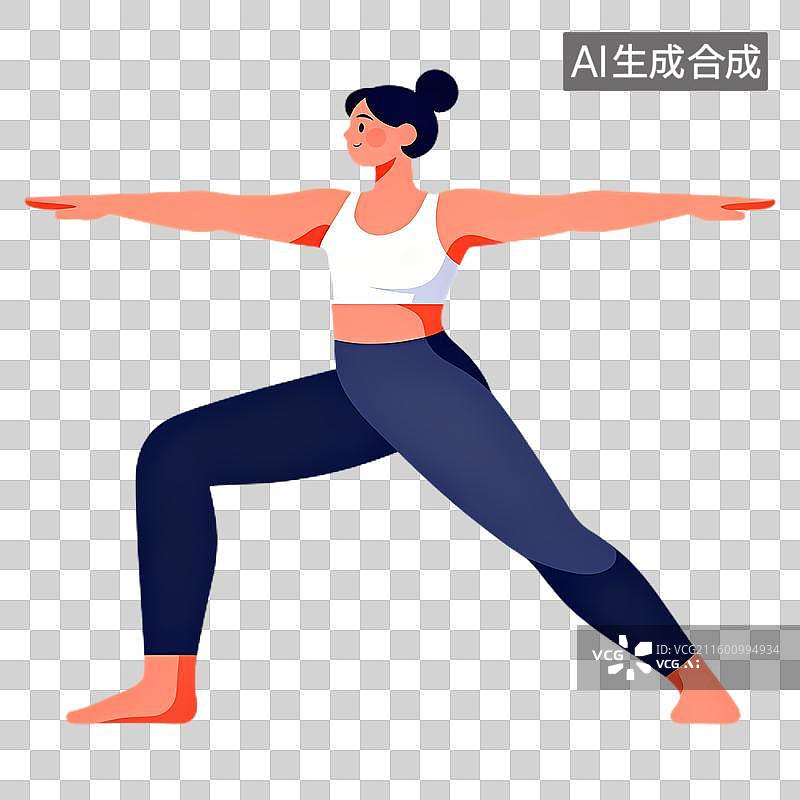 【AI数字艺术】女性做瑜伽战士式姿势图片素材