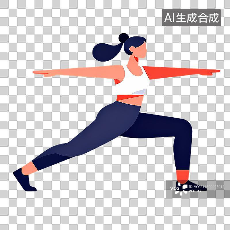 【AI数字艺术】女性做战士式健身姿势图片素材