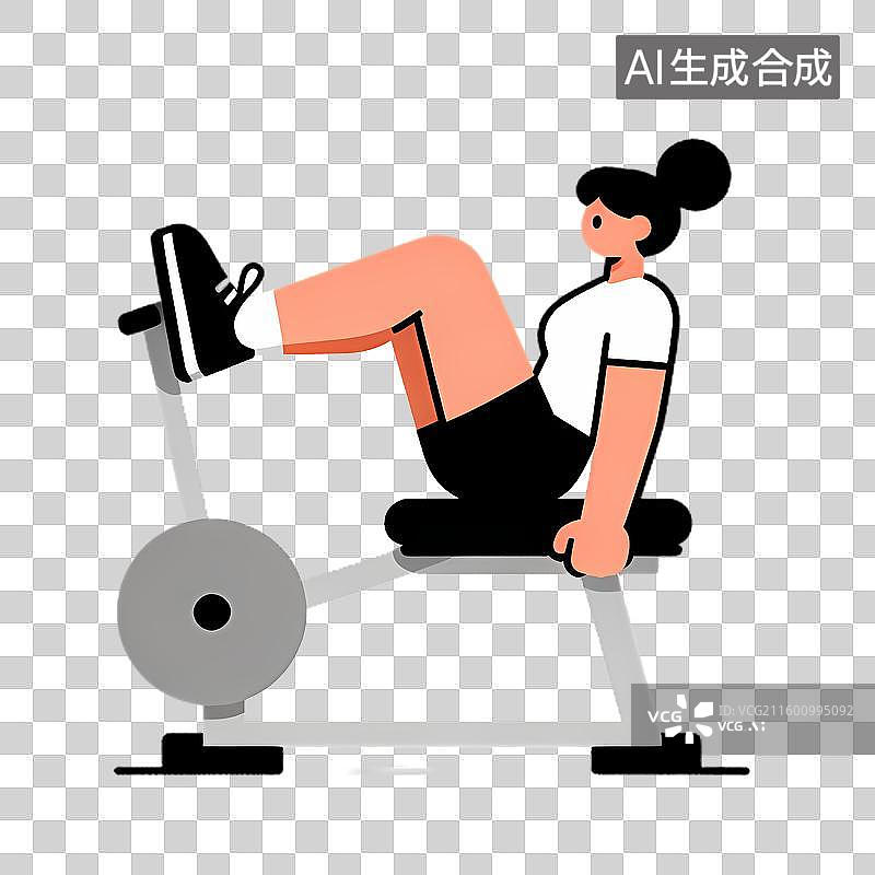 【AI数字艺术】女性在健身器材上做腿部运动图片素材
