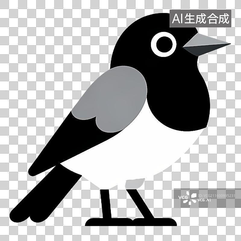 【AI数字艺术】一只黑白简约风格的鸟类插画图片素材
