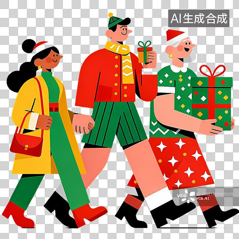 【AI数字艺术】节日里一起行走的人们图片素材