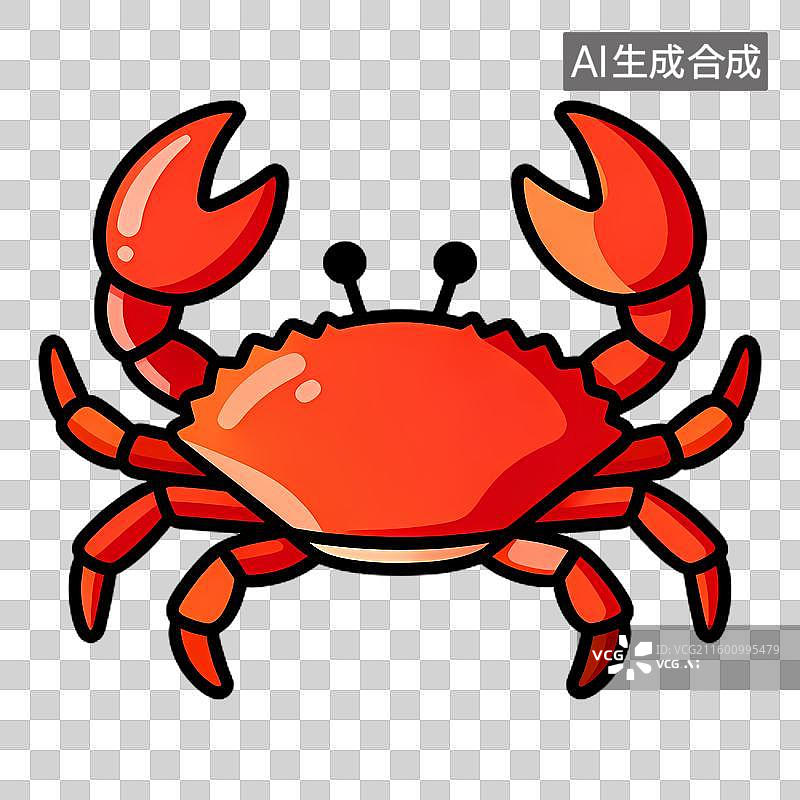 【AI数字艺术】色彩鲜艳的卡通红色螃蟹插画图片素材