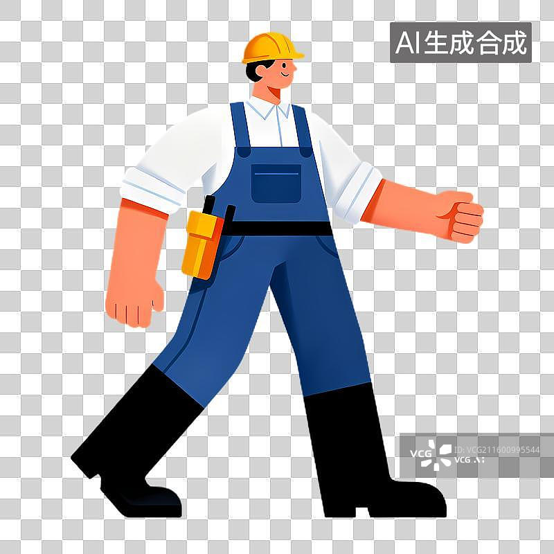【AI数字艺术】穿着工装的建筑工人行走图片素材