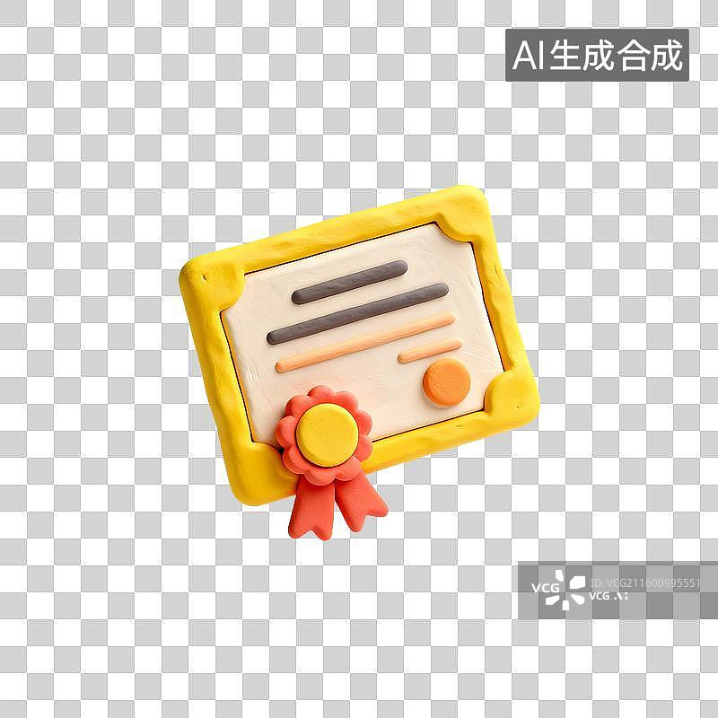 【AI数字艺术】彩色粘土材质的证书图标图片素材
