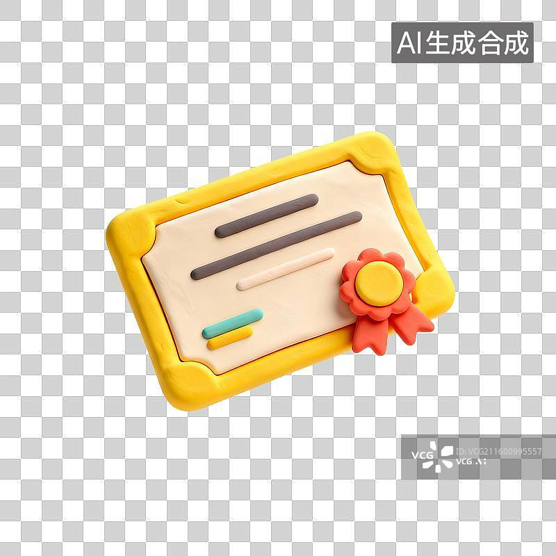 【AI数字艺术】彩色粘土材质的证书图标图片素材