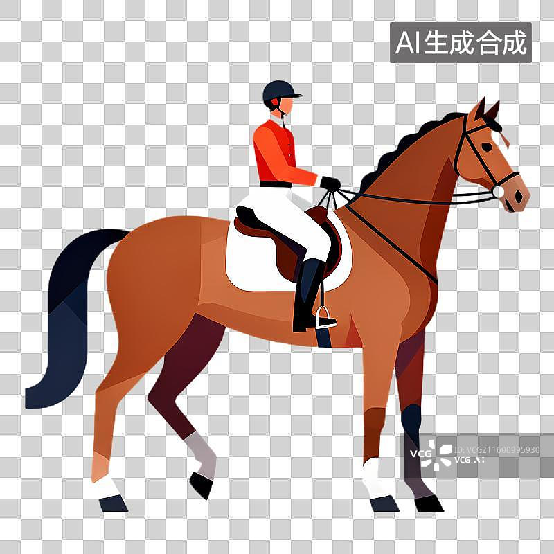 【AI数字艺术】骑马运动员与棕色马匹图片素材