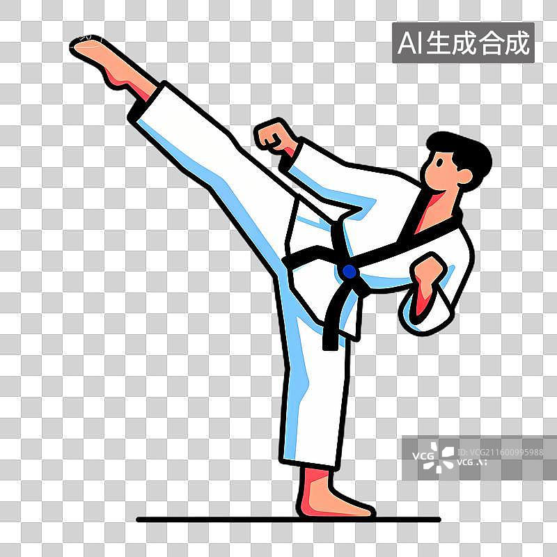 【AI数字艺术】一个人正在进行跆拳道高踢图片素材