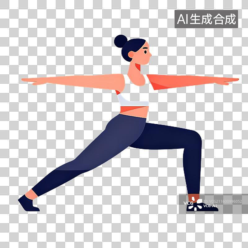【AI数字艺术】年轻女性做瑜伽战士式图片素材