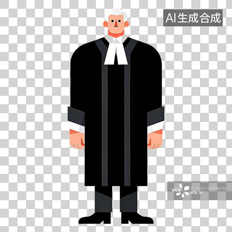 【AI数字艺术】穿着黑色法律长袍的人物插画图片素材