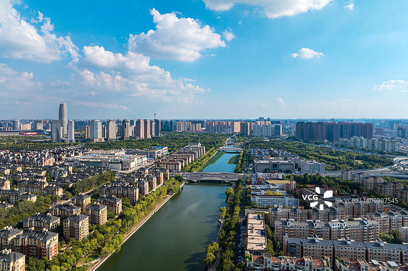 航拍郑州市区金水河风光图片素材