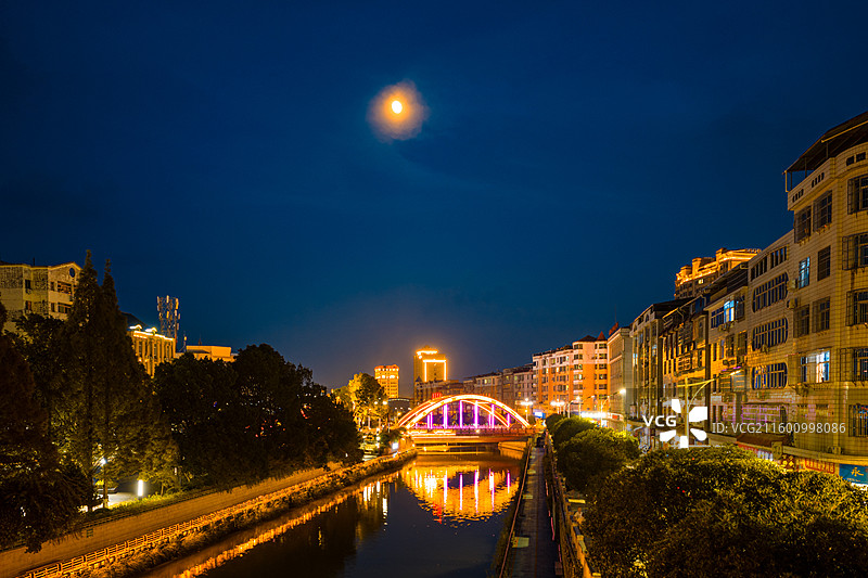 航拍明溪县夜景图片素材