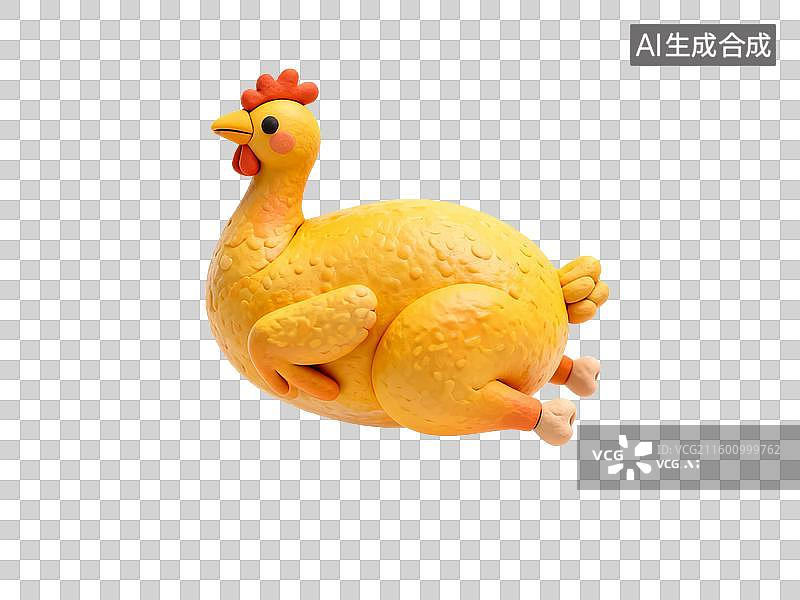 【AI数字艺术】可爱黄色黏土炖鸡模型图片素材