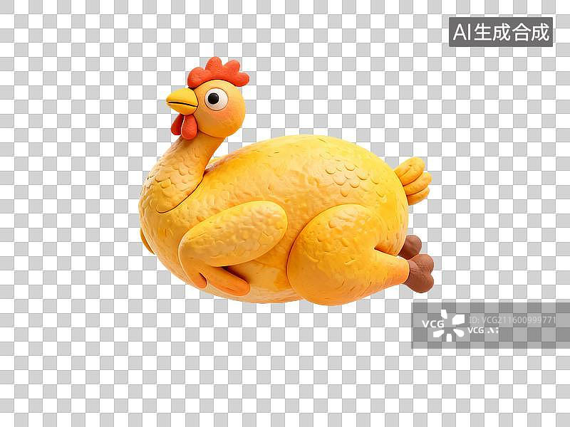 【AI数字艺术】可爱黄色黏土炖鸡模型图片素材