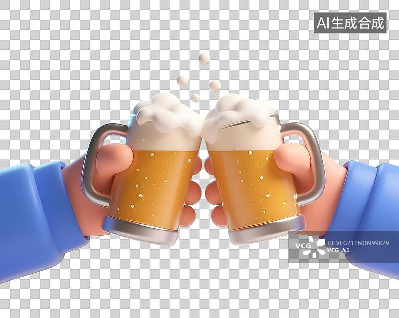 【AI数字艺术】啤酒干杯的手势动作图片素材