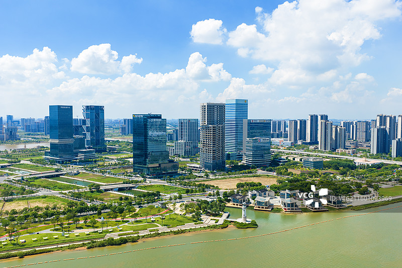 广州市南沙区明珠湾灵山岛尖CBD城市风光、蕉门水道图片素材