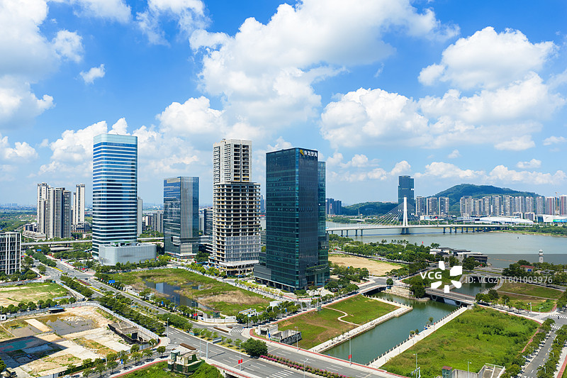 广州市南沙区明珠湾灵山岛尖CBD城市风光图片素材