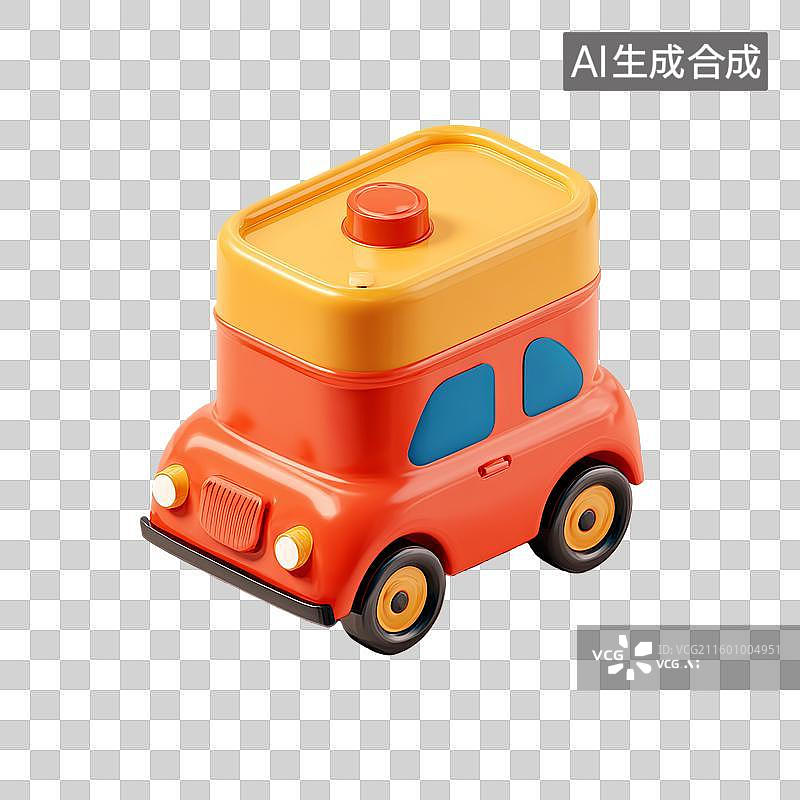 【AI数字艺术】红色玩具车带黄色顶盖图片素材