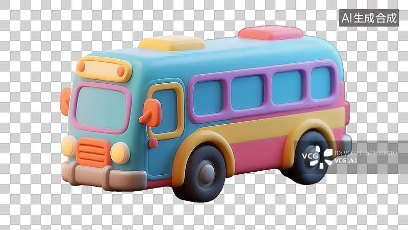 【AI数字艺术】AIGC:3D卡通巴士公交车图片素材