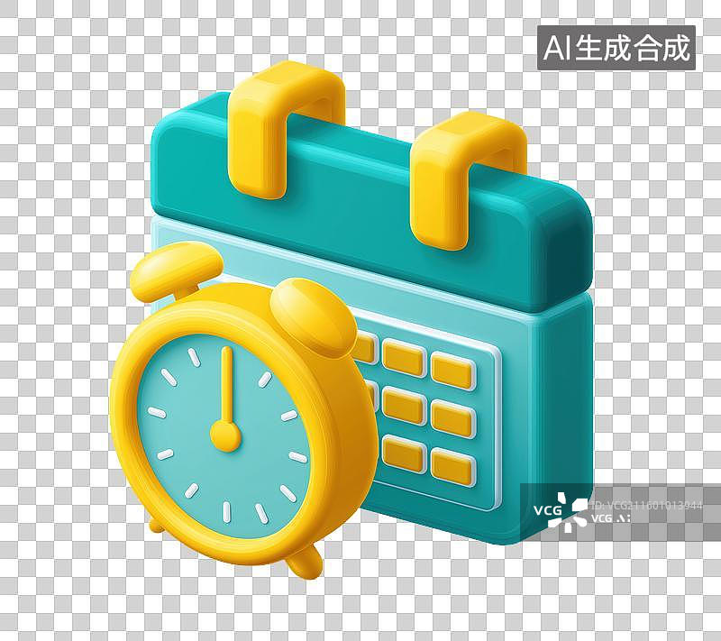 【AI数字艺术】日历与闹钟图标图片素材