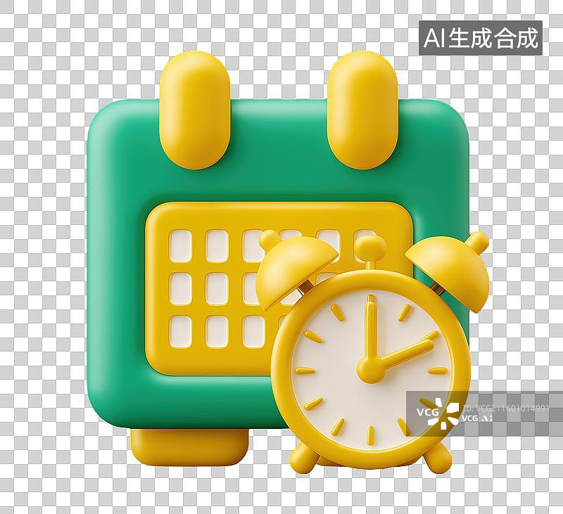 【AI数字艺术】日历与闹钟图标图片素材