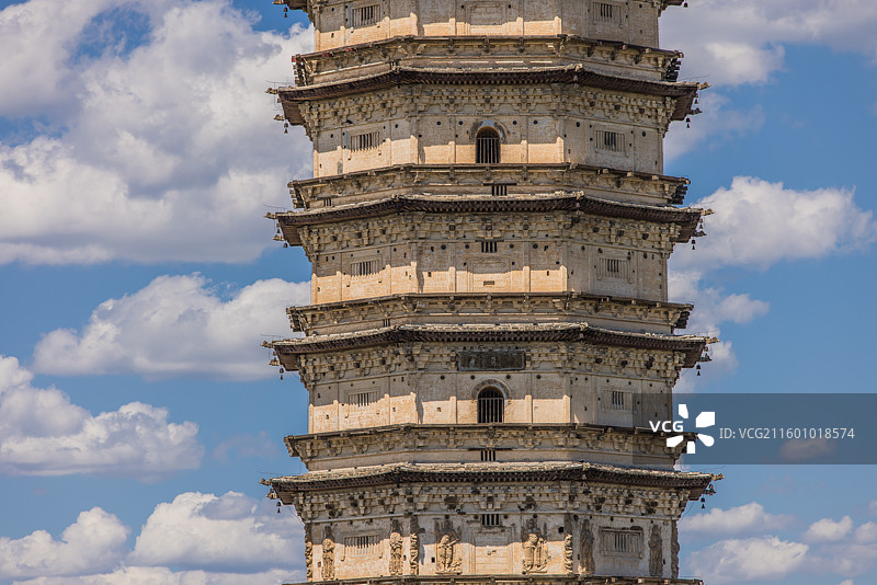 辽代古建筑瑰宝 万部华严经塔晴空风貌图片素材
