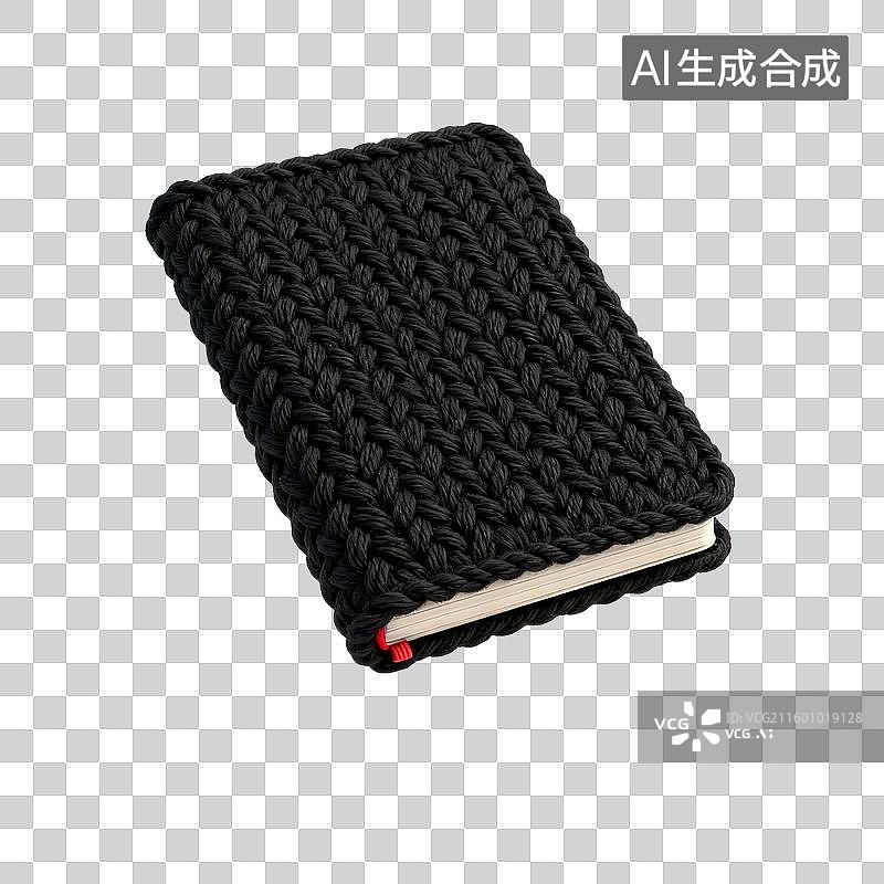 【AI数字艺术】毛线风格的黑色封面笔记本图片素材