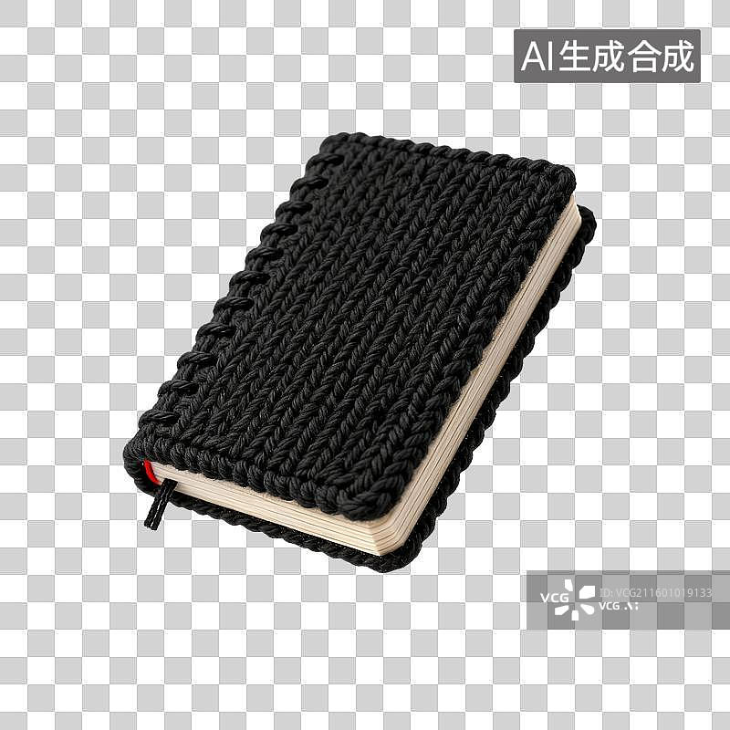 【AI数字艺术】毛线风格的黑色封面笔记本图片素材