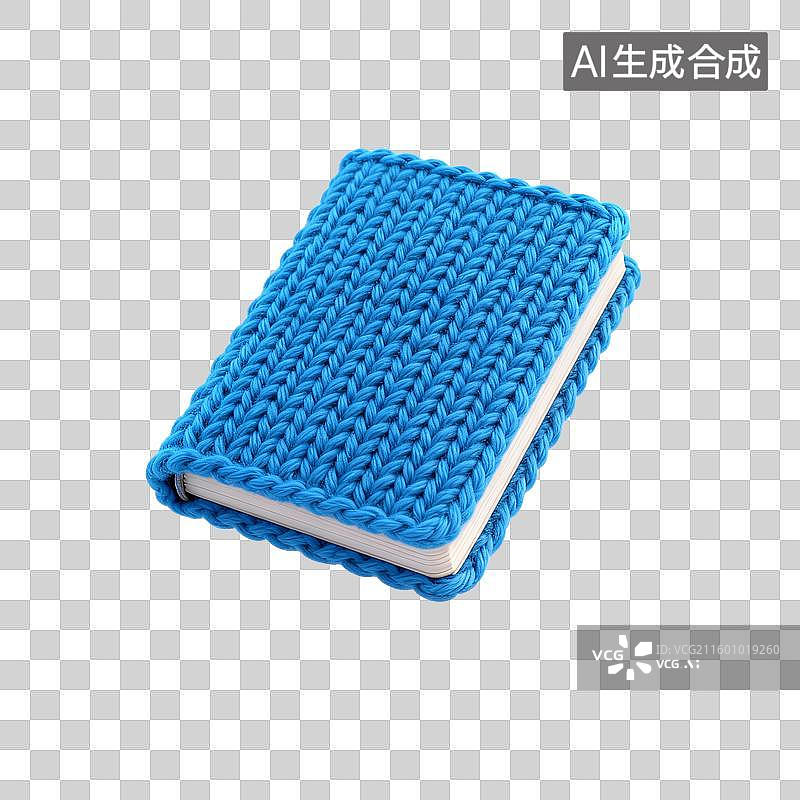 【AI数字艺术】蓝色封面的毛线材质笔记本图片素材