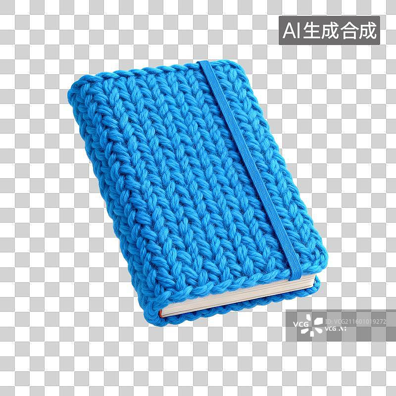 【AI数字艺术】蓝色封面的毛线材质笔记本图片素材