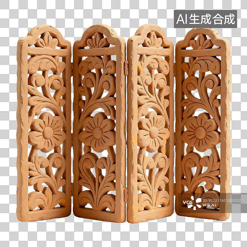 【AI数字艺术】3D立体粘土风格卡通隔断屏风办公用品免抠元素图片素材