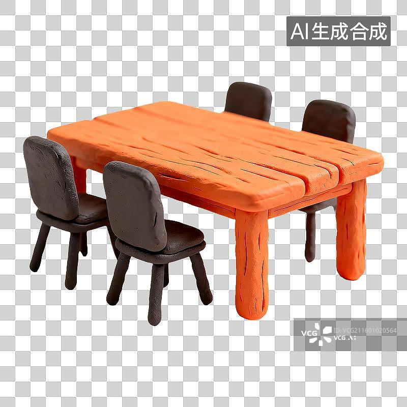 【AI数字艺术】3D立体粘土风格卡通会议桌办公用品免抠元素图片素材