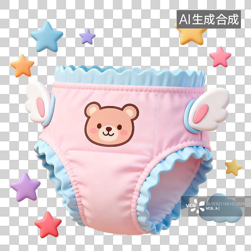 【AI数字艺术】可爱小熊图案婴儿游泳裤图片素材