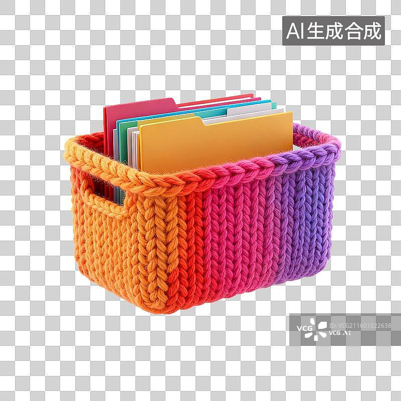 【AI数字艺术】毛线编织的文件筐图片素材