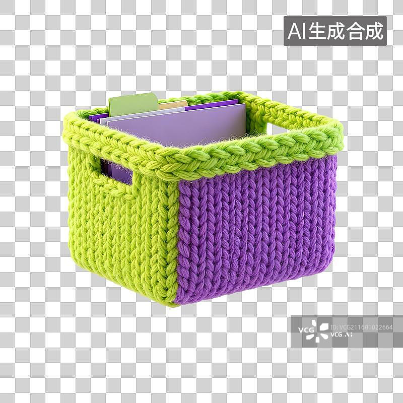 【AI数字艺术】毛线编织的文件筐图片素材