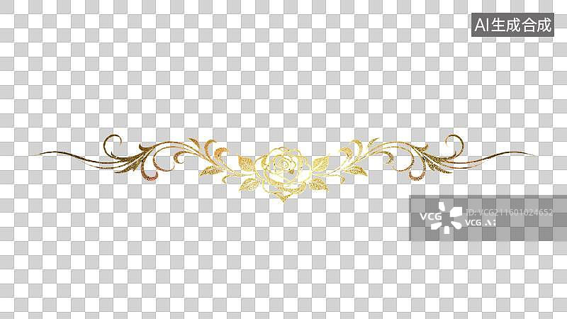【AI数字艺术】西式鎏金银古典装饰玫瑰花线条图片素材
