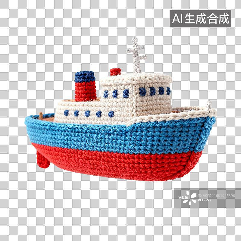 【AI数字艺术】毛线编织的轮船模型图片素材