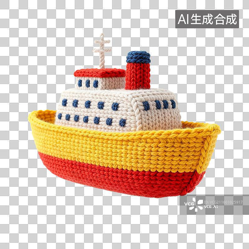 【AI数字艺术】毛线编织的轮船模型图片素材