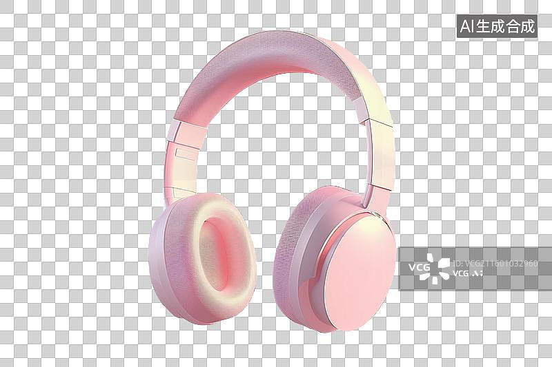 【AI数字艺术】粉红色的耳麦免扣元素图片素材