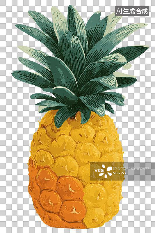 【AI数字艺术】手绘风格的一颗菠萝免扣元素图片素材
