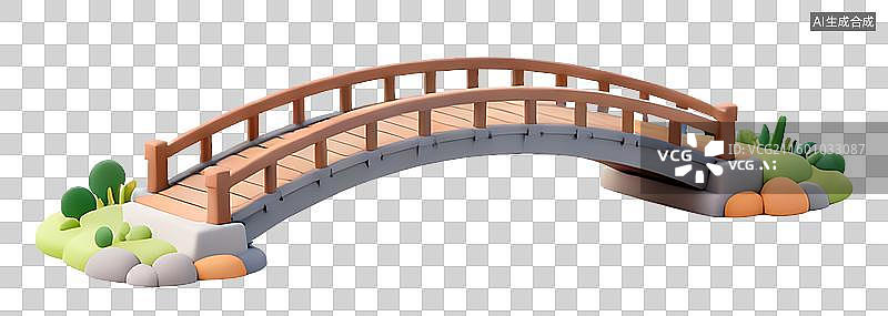 【AI数字艺术】木制拱桥3D免抠元素图片素材