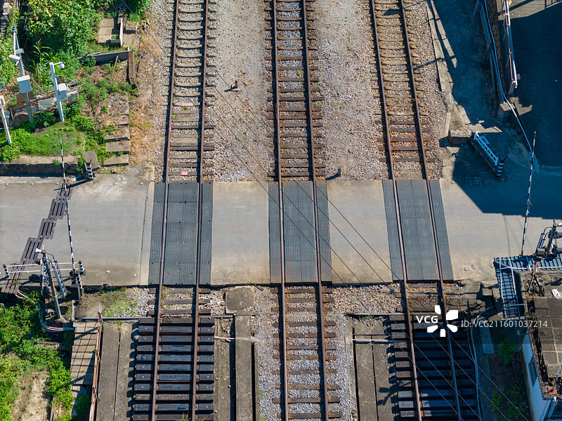 福建省龙岩市新罗区，登高东路，货运火车站，铁路航拍图片素材